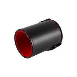 Laroal Dice Cups Set of 5 Dice, Faux Leather Dice Cups with Lid, Professional Quiet Shaker for Party Board Games, Family Games, Leather Pen Holder, Desk Organizer, Red