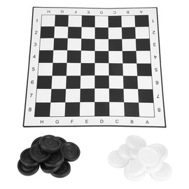 Chess Checkers Set,33*33cm Jumbo Checker Board Floor Mat Game with Huge Pieces | Great Gift Idea Replacement for Boys and Girls/ Fun Birthday Party Activity | Play Room Rug (White & Black)
