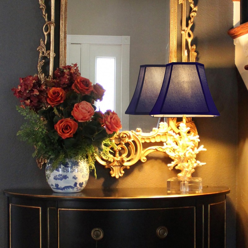 GO&SO Square Lamp Shade Blue Cut Corner Octagonal Lampshade Replacement,