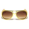 Chrome Party Aviator Elvis Star Sunglasses Men Women (BROWN/GOLD)