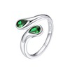 Bestyle Silver Emerald Ring May Birthstone Ring for, Dazzling Green Gemstone Teardrop Ring, TOI et Moi Love Ring for Best Friends Couple Wife on Birthday Back to School Christmas