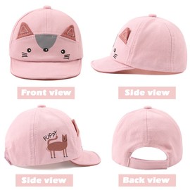 JANGANNSA Baby Hat Infant Toddler Sun Cap Boys Girls Baseball Caps Cartoon Fox Spring Summer 3-18 Months (Pink Fox)