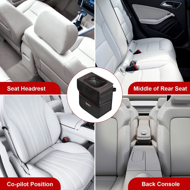 Simple Deluxe 2 Pack Car Trash Can with Lid, Leak-Proof