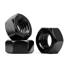 MINHER Hex Nuts, M6-1.0 Black oxidized 304 stainless steel Hex Nut, Hex Drive DIN 934 (100 pcs)