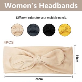 Zernblend 4 Soft Headbands, Headband for Women, Women's Headband, Hairband (Black/Yellow/Cream/Grey)