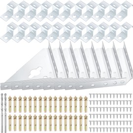 2 Sets 142 Pcs Shed Concrete Anchor Kit for Shed with 8 Pcs Steel Corner Gussets, 22 Pcs Hold Down Clips, 2 Pcs Drill Bit, 32 Pcs Bolt and 78 Pcs Screws for Garage Barn Foot Storage Shed