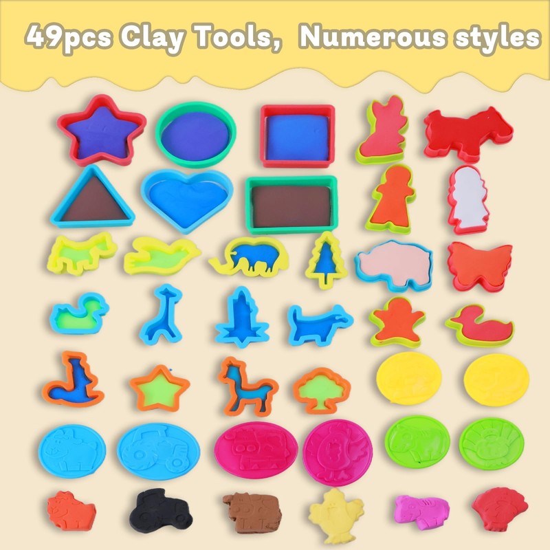 LCY WEDSHI Playdough Tool Set, 49 Pcs Play Dough Tools