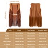 OWANVION 6 Piece Hippie Costume Set Women's Fringe Vest Faux