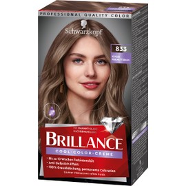 Brillance Intensive Colour Cream 833 Cool Mother of Pearl Brown Level 3 (3 x 160 ml), Permanent Hair Colour with Diamond Shine Effect & Care Conditioner, 10 Weeks Colour Intensity