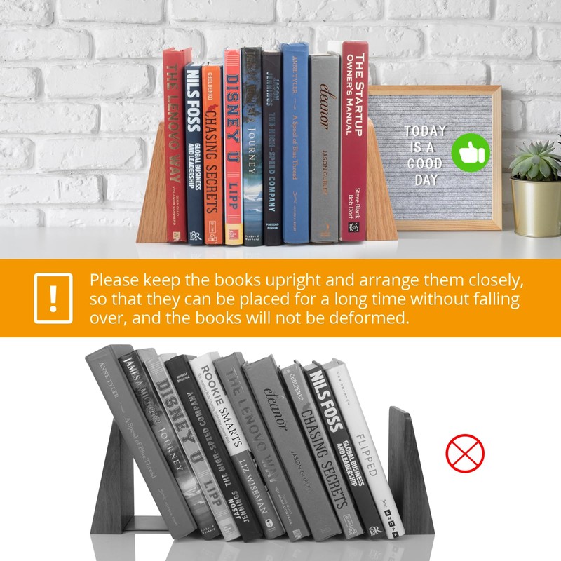 DRELIFAM Red Oak Book Ends Heavy Duty Handmade Book Ends
