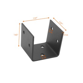 4-Pack Black U-Shaped 4x4 Post Base Bracket, for Outdoor Deck Base, Pergola Brackets, Fence Kit, Rail Post, Shelves and Gazebos Bases, 12 Gauge Steel