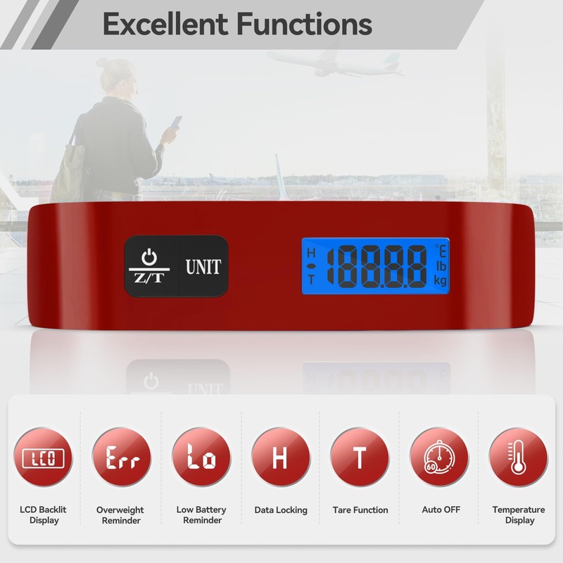 Luggage Scale, Dr.meter Luggage Weight Scale Backlight LCD Display PS02