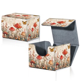 CAPAUNVDA Card Deck Box for MTG Trading Cards with Magnetic Closure,Premium Card Storage Box Case Cover for TCG CCG Magic Cards,Mushroom Butterfly Weed