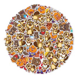 50 Pack Pcs Beaver Stickers for Water Bottles Waterproof Vinyl Laptop Luggage Scrapbooking Funny Cute Ocean Animal Sticker Packs Bulk Set Teens Adults Kids Aesthetic Small Decals