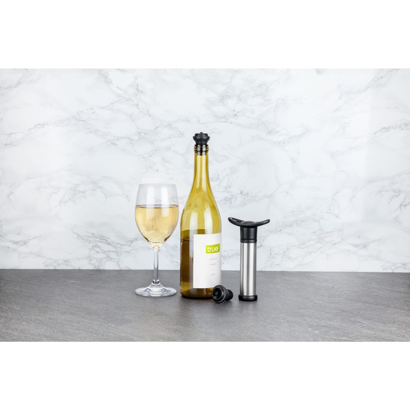 True Preserve Wine Savers Vacuum Pump with Two Wine Stoppers,