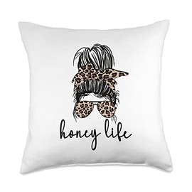 Honey Life Grandma Messy Bun Honey Grandmother Throw Pillow
