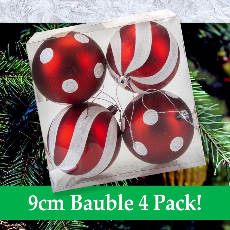 VFM - Red & White 9cm Baubles Candy Cane (4