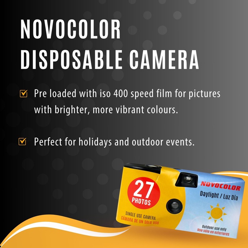Disposable Camera Bundle with Novocolor Daylight Single Use Camera 27