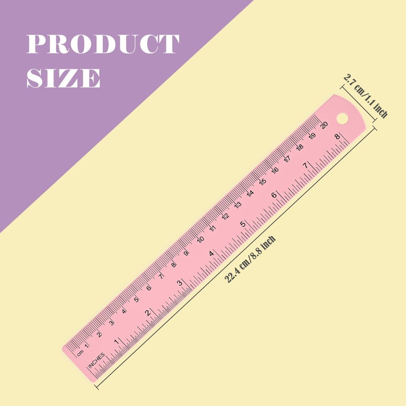 BAYTORY 7 Pcs Aluminum Rulers, Bulk Multicolor Ruler, 20cm &