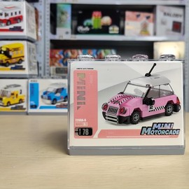 SCTCACR Cartoon car Model Assembly Building Blocks with Acrylic PVC Display Box for Boys Girls, Children's Puzzle Kids Toys Gifts Decorative Decorations (Pink Racing Car-8(78pcs))