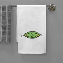 Azeeda 'Two Happy Peas in a Pod' White Cotton Tea Towel/Dish Cloth (TW00038272)