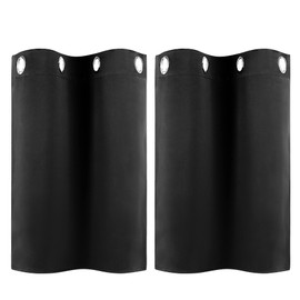 PiccoCasa Set of 2 Opaque Curtains with Eyelets Blackout Curtain Short Panel Curtain Bistro Curtain Modern for Kitchen Offices Living Room Bedroom Black 76 H x 66 W cm