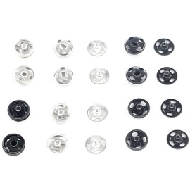 Leekayer 10 mm Metal Press Button for Sewing Clothing Black Silver Sew-on Snap Buttons 72 Sets Brass Snap Fastener Buttons 0.39 inch