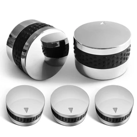 Unicook 5 Pack Grill Control Knobs Replacement, Chrome Plated Plastic with Nonslip Grip, Fits Gas BBQ with D Shaped Valve Stem, Including 5 Knobs and 15 Adaptors