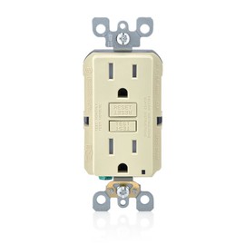 Leviton Smartest Self-Test SmartlockPro Slim Tamper-Resistant LED Indicator GFCI Receptacle, 3-Pack, Ivory, 3 Count, GFTR1-3I, Ivory