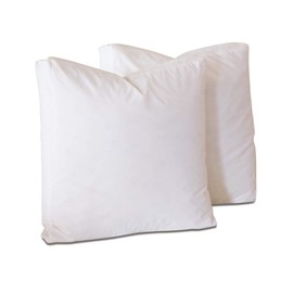 Plankroad Home Décor 18X18X2 Luxury Hypoallergenic 50/50 Fluffy Feather Poly Mix Boxed Pillow Insert, 100% Cambric Cotton Shell, Never Vacuum-Packed, Odorless, Made in USA, Set of 2