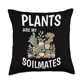 Plants Are My Soil Mates Throw Pillow, 18x18, Multicolor