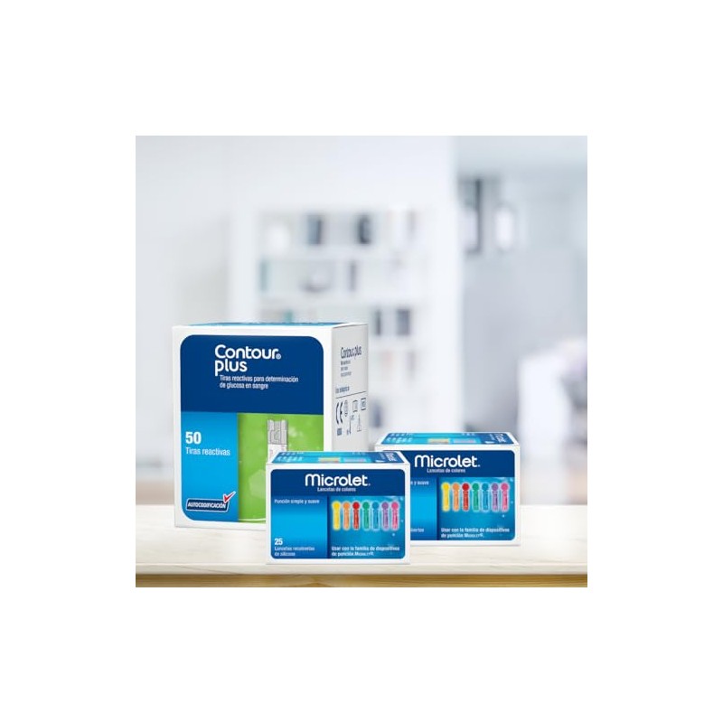 Contour Plus Paquete 50 Tiras Y 50 Lancetas P Glucometro