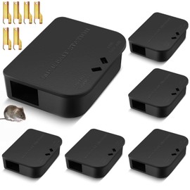 Qualirey 6 Pcs Mouse Bait Stations Mouse Stations with Keys Mouse Traps, Keeps Children and Pets Indoor and Outdoor, Only for Small Mice, Bait Not Included (Black)