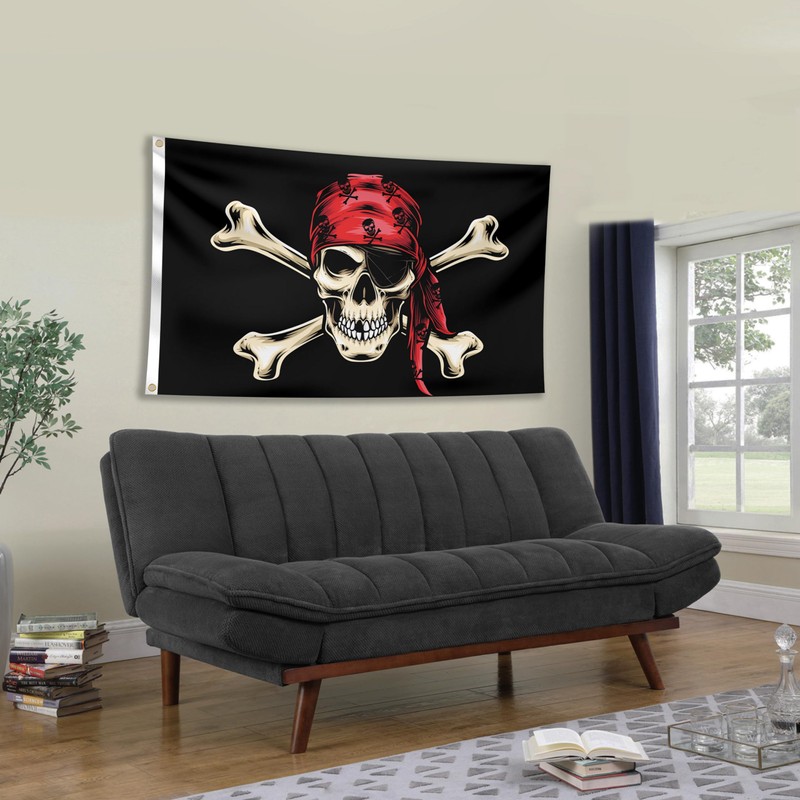 Pirate Flag – Jolly Roger Flag Red Bandana – Funny