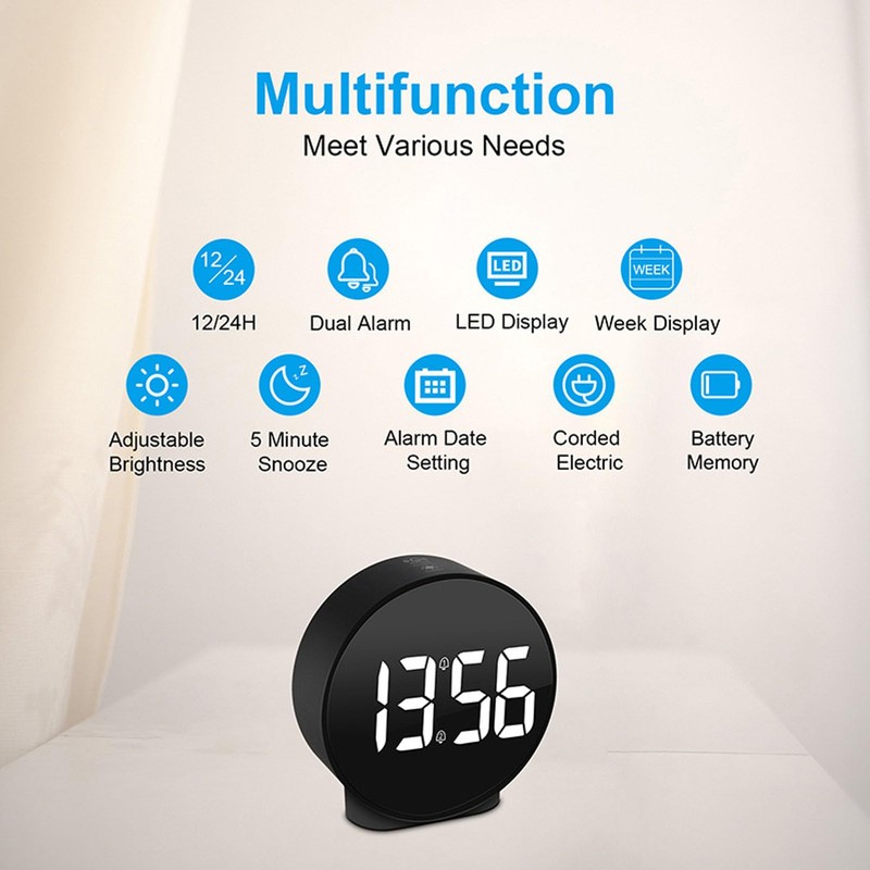 Sxhlseller 4 Inch LED Alarm Clock for Bedroom - Adjustable