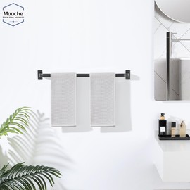 Mooche Towel Bar for Bathroom, 24 inch Towel Rack Wall Mounted, Heavy Duty Hand Towel Holder Organizer Single Towel Rod Stainless Steel, Matte Black Finished