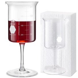 Singhoow 1 Pcs Laboratory Beaker Wine Glasses, 8.5 oz Chemistry Glasses Thick Glass for Wine Borosilicate Glass with Graduated Chemistry Glassware Science Gift