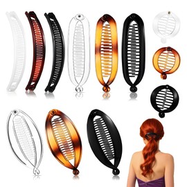 12 PCS Banana Hair Clips Clincher Combs Large Vintage Banana Clip, Thick Hair Friendly Hair Accessories for Fine & Thick Hair, Ponytail Holder Clips Hair Accessory Fine for Women Girls