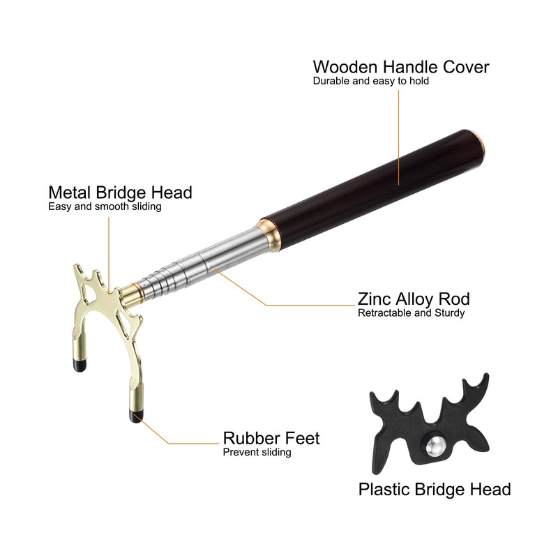 PATIKIL Retractable Billiards Cue Stick Bridge, Wooden Pool Cue Accessory
