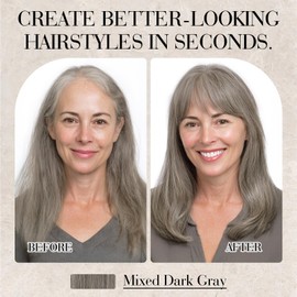 S-noilite Hair Toppers for Women Real Human Hair, 100% Human Hair Toppers with Bangs for Thin Hair,3.5"*4.7" Handmade Nature-mimicking Scalp Lace Base 10” (Mixed Dark Gray)