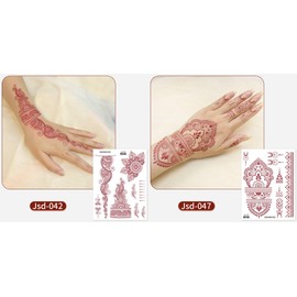 Mehndi Stickers 12Pcs Temporary Tattoo Fake Tattoos Waterproof Tattoos Sticker Set Lotus Mandala Flower Tattoo for Women Girls Neck Chest Arm Body