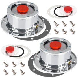 CheeMuii 2 Pack 343-4009 Trailer Hub Caps with Oil Window Cover Kit 4 Set 3434009 Aluminum Hubcaps for Trailer Axle with Extra Rubber Plugs Replace for Stemco 343-4009 359-5990