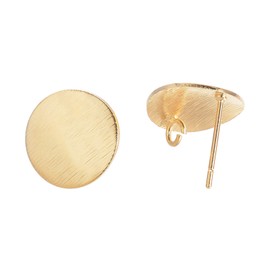 BENECREAT 20PCS 18K Gold Plated Circle Disc Earring Studs Drop Earring Stud with Hoop for DIY Jewelry Making Findings, 15mm in Diameter