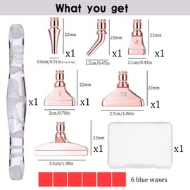 Rose Gold Metal Stainless Steel Tip Resin Diamond Painting Art Sticky Drill Dot Pen Stylus Kits Set Accessories Tool with Wax for DIY 5D Diamond Painting Gem Nail Art White