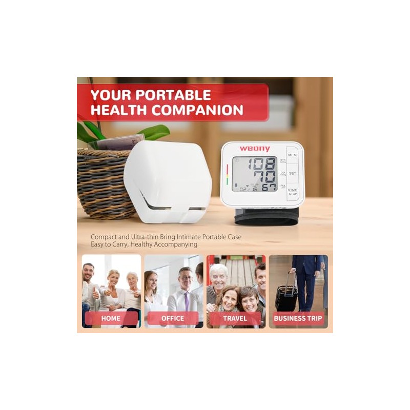 Tensiómetro automático de muñeca para uso doméstico, brazalete ajustable (5,3-8,5),
