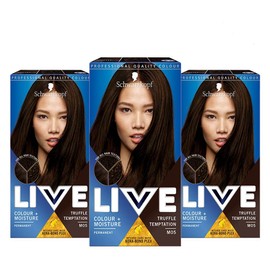 Schwarzkopf Live Colour + Moisture Brown Hair Dye, 3 Pack Permanent Intense Care with Kera-Bond Plex, Covers Greys, M05 Truffle Tempt
