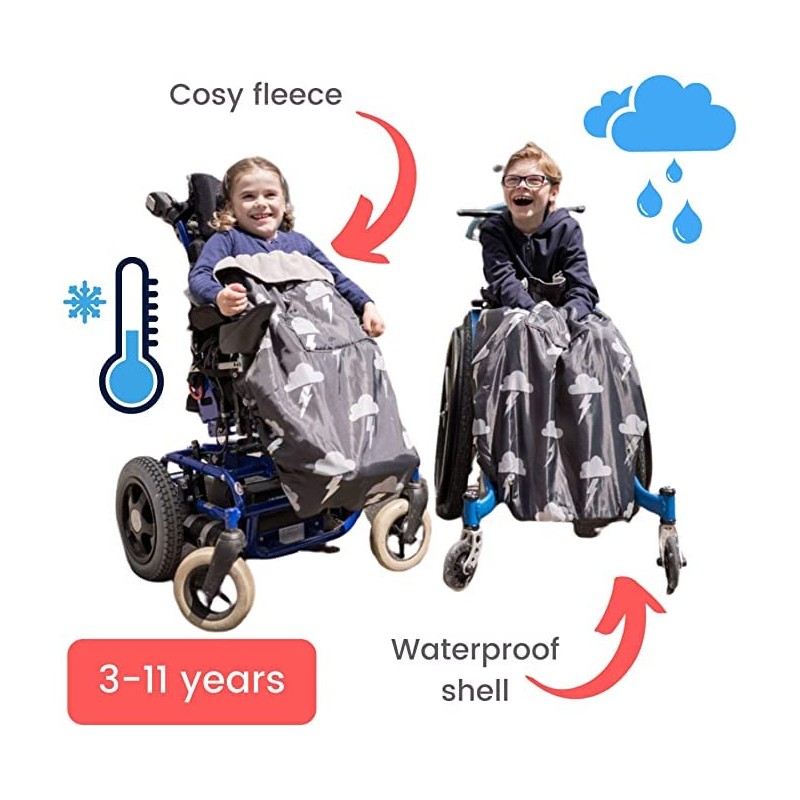 Bundlebean - 100% Waterproof Fleece Lined Wheelchair Cover - Kids