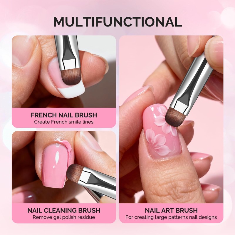 MelodySusie 4Pcs French Manicure with Rosewood Handles Nail Brush Set