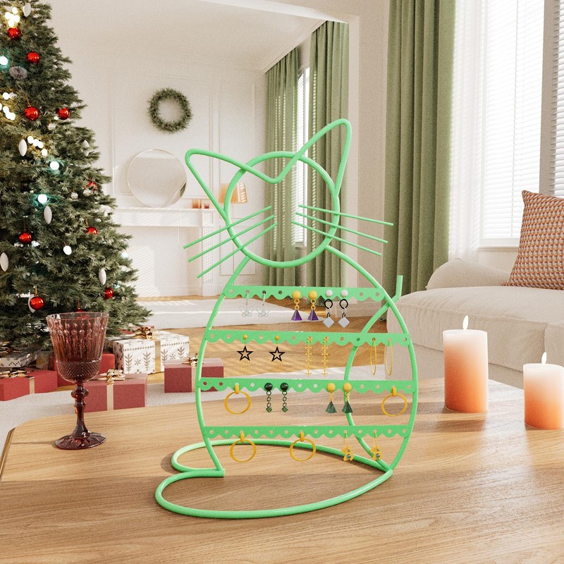 Urban Deco Cat Shaped Earring Holder Stand - Metal 48