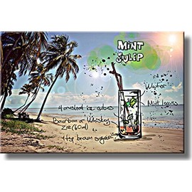 Mint Julep Cocktail Recipe Drink Picture on Stretched Canvas, Wall Art Decor, Ready to Hang!